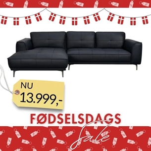 Sofa Model Barcelona - Chaise venstre - Fuld læder sort